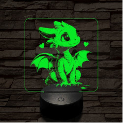 Szerelmes sárkányka 7 színű valósághű 3D led lámpa
