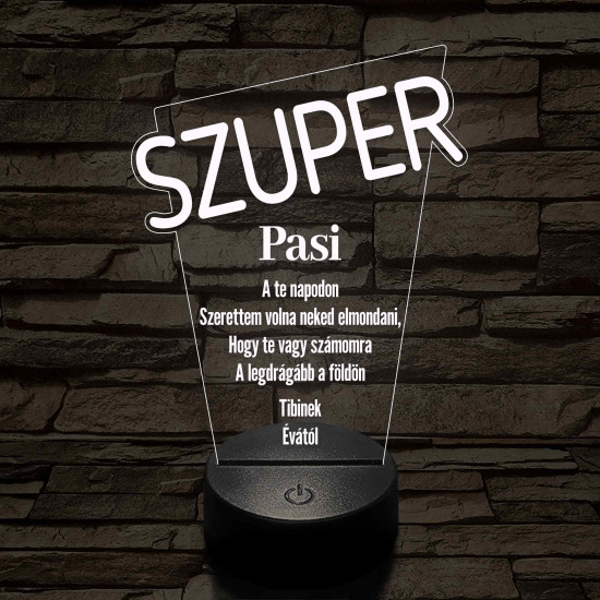 Szuper pasi 7 színű 3D led lámpa