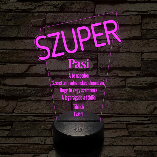 Szuper pasi 7 színű 3D led lámpa