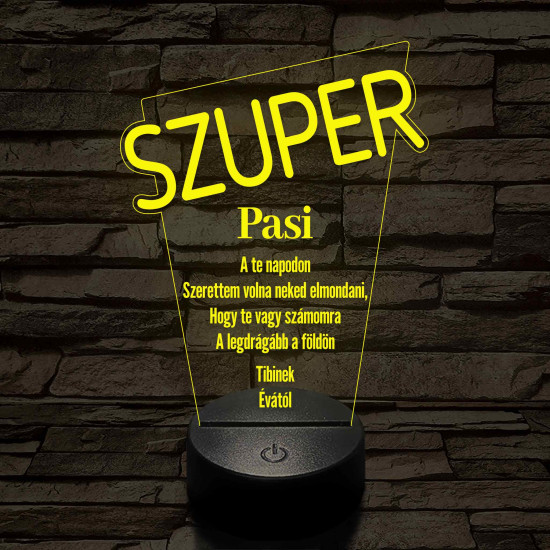 Szuper pasi 7 színű 3D led lámpa