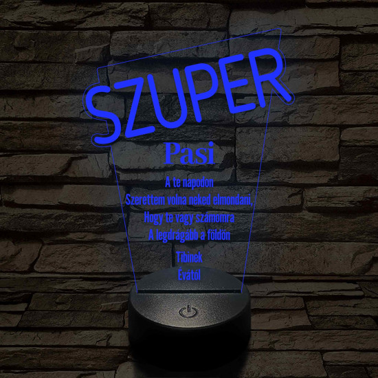 Szuper pasi 7 színű 3D led lámpa