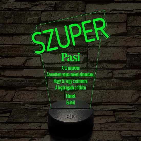 Szuper pasi 7 színű 3D led lámpa