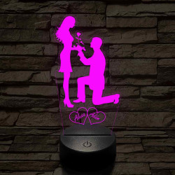 Szívem Hölgye egyedi névre szóló 7 színű, színváltós 3D LED lámpa