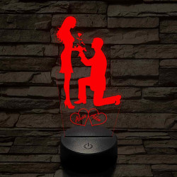 Szívem Hölgye egyedi névre szóló 7 színű, színváltós 3D LED lámpa