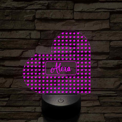 Egyedi névreszóló szerelem szívecske - 7 színű, színváltós 3D LED lámpa