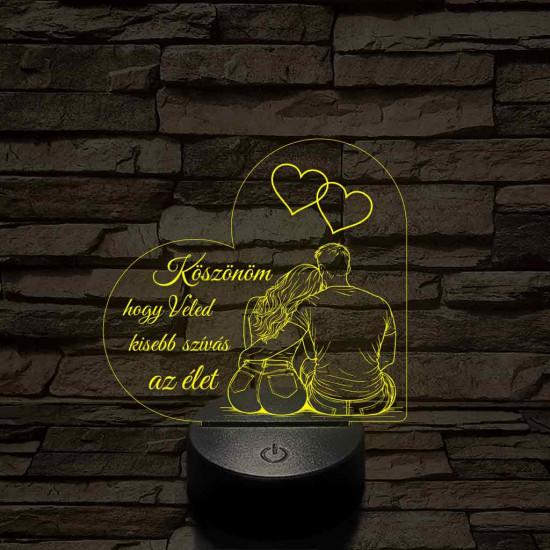 Veled könnyebb szívalakú – 7 színű, színváltós 3D LED lámpa