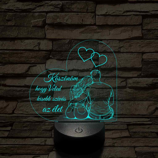 Veled könnyebb szívalakú – 7 színű, színváltós 3D LED lámpa
