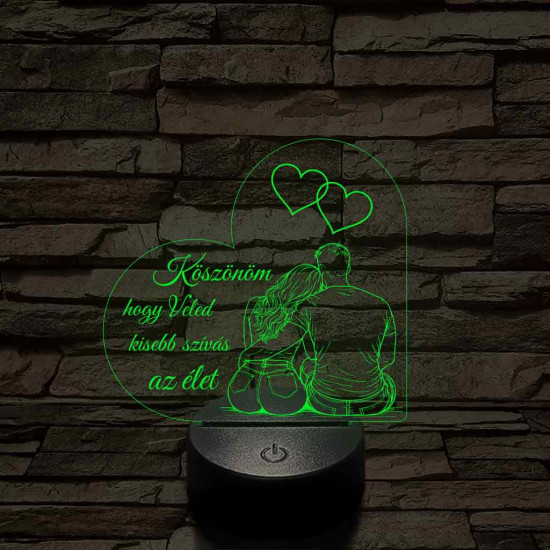 Veled könnyebb szívalakú – 7 színű, színváltós 3D LED lámpa