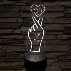 Egyedi neves szeretlek saranghae (szaranggéj)  jel - 7 színű, színváltós 3D LED lámpa
