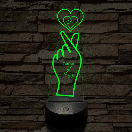 Egyedi neves szeretlek saranghae (szaranggéj)  jel - 7 színű, színváltós 3D LED lámpa