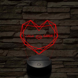 Személyre szabott Geometrikus szerelem - 7 színű, színváltós 3D LED lámpa