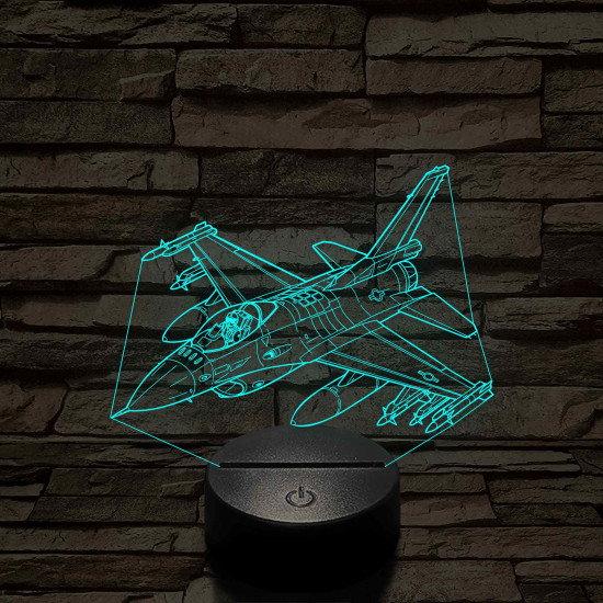 Harci vadászgép 7 színű 3D led lámpa
