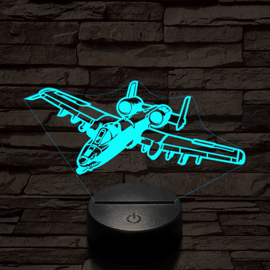 A-10 vadász-bombázó 7 színű 3D led lámpa