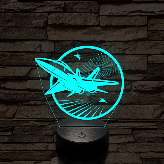 Vadászgépek 7 színű 3D led lámpa