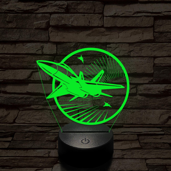 Vadászgépek 7 színű 3D led lámpa