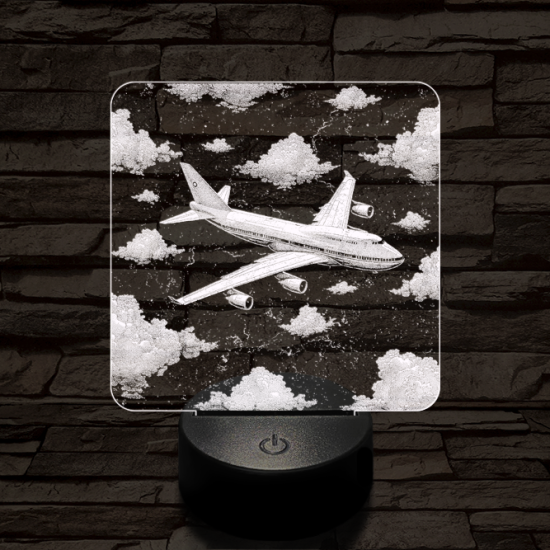 Szárnyaló Jumbo repülőgép 7 színű valósághű 3D led lámpa