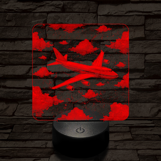 Szárnyaló Jumbo repülőgép 7 színű valósághű 3D led lámpa