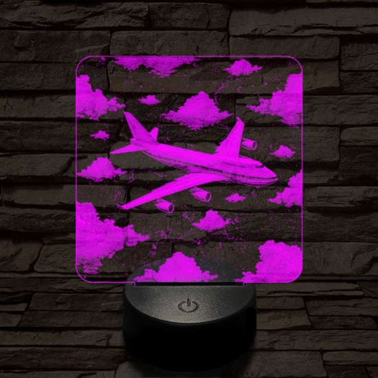 Szárnyaló Jumbo repülőgép 7 színű valósághű 3D led lámpa
