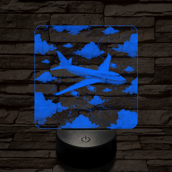 Szárnyaló Jumbo repülőgép 7 színű valósághű 3D led lámpa