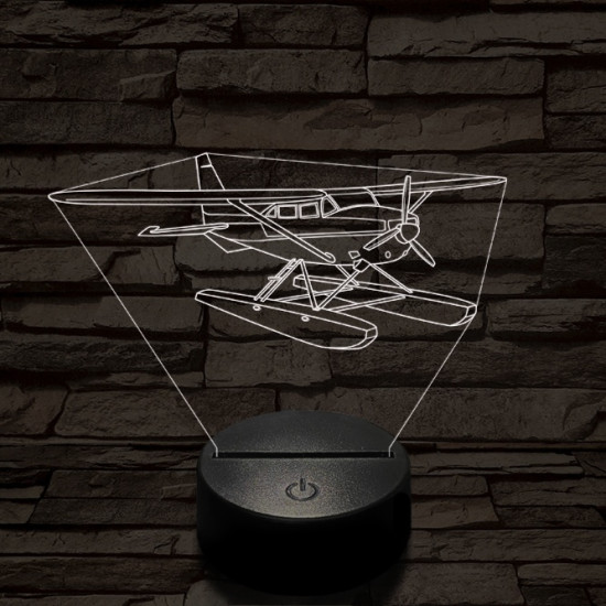 Cessna 185 kétéltű repülő 7 színű  3D led lámpa