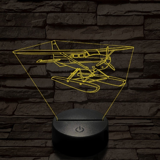 Cessna 185 kétéltű repülő 7 színű  3D led lámpa