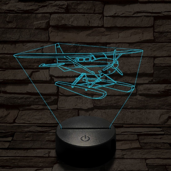 Cessna 185 kétéltű repülő 7 színű  3D led lámpa