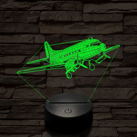 LI2 repülőgép 7 színű  3D led lámpa