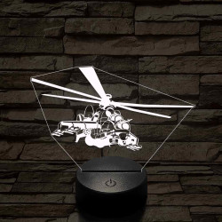 MI 24- es harci helikopter – 7 színű, színváltós 3D LED lámpa
