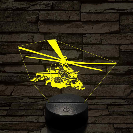MI 24- es harci helikopter – 7 színű, színváltós 3D LED lámpa