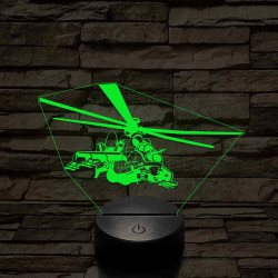 MI 24- es harci helikopter – 7 színű, színváltós 3D LED lámpa