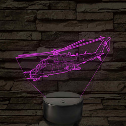 MI-24 Hind helikopter – 7 színű, színváltós 3D LED lámpa