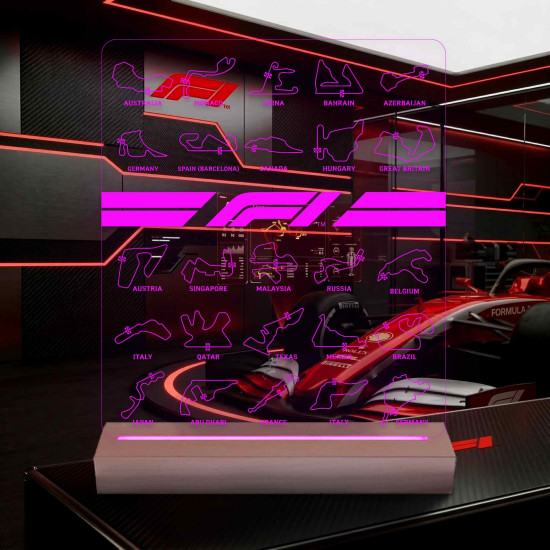 A Bajnokság Nyomában – F1 Versenypályák 7 színű, színváltós 3D LED lámpa