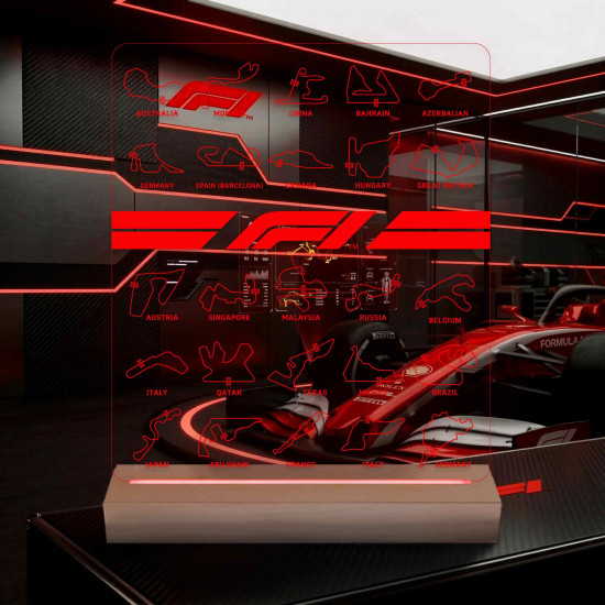 A Bajnokság Nyomában – F1 Versenypályák 7 színű, színváltós 3D LED lámpa