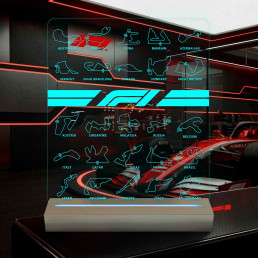 A Bajnokság Nyomában – F1 Versenypályák 7 színű, színváltós 3D LED lámpa