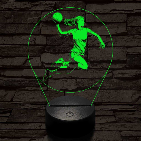 Kézilabdás lány körben 7 színű 3D led lámpa