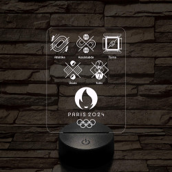 Olimpia 2024 öt sportág piktogramjával 7 színű 3D led lámpa