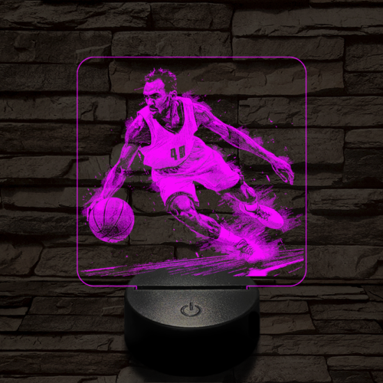 Kosárlabdás akcióban 7 színű valósághű 3D led lámpa