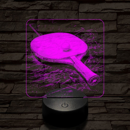 Pingpong ütő 7 színű valósághű 3D led lámpa