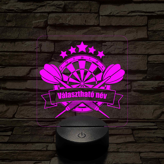 Személyre szabott darts tábla 3D illúzió led lámpa – Gravírozott Névvel