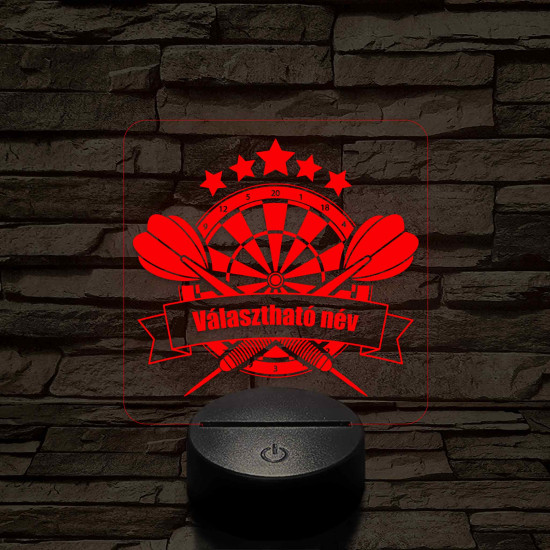 Személyre szabott darts tábla 3D illúzió led lámpa – Gravírozott Névvel