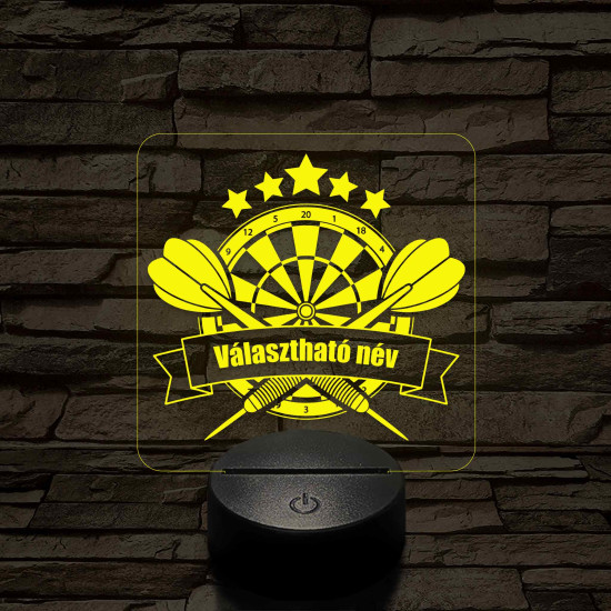 Személyre szabott darts tábla 3D illúzió led lámpa – Gravírozott Névvel