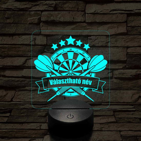 Személyre szabott darts tábla 3D illúzió led lámpa – Gravírozott Névvel