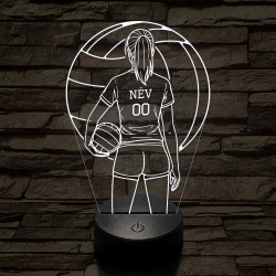 Röplabdás lány – Névvel és Számmal kérhető 7 színű 3D led lámpa