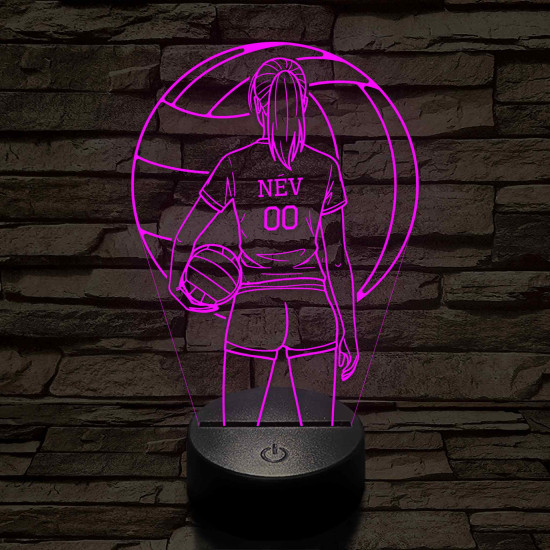 Röplabdás lány – Névvel és Számmal kérhető 7 színű 3D led lámpa