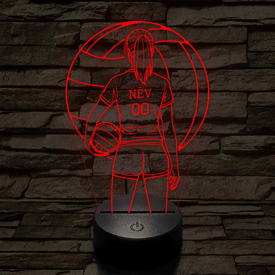 Röplabdás lány – Névvel és Számmal kérhető 7 színű 3D led lámpa