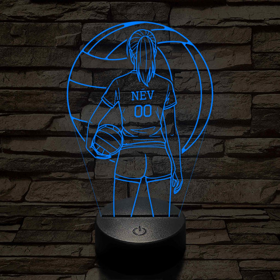 Röplabdás lány – Névvel és Számmal kérhető 7 színű 3D led lámpa