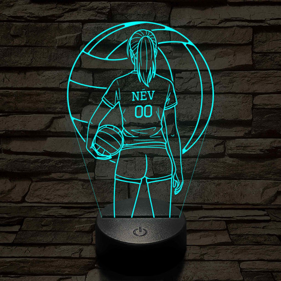 Röplabdás lány – Névvel és Számmal kérhető 7 színű 3D led lámpa