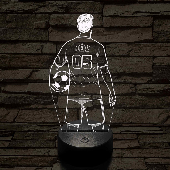 Focista fiú – Névvel és Számmal kérhető 7 színű 3D led lámpa