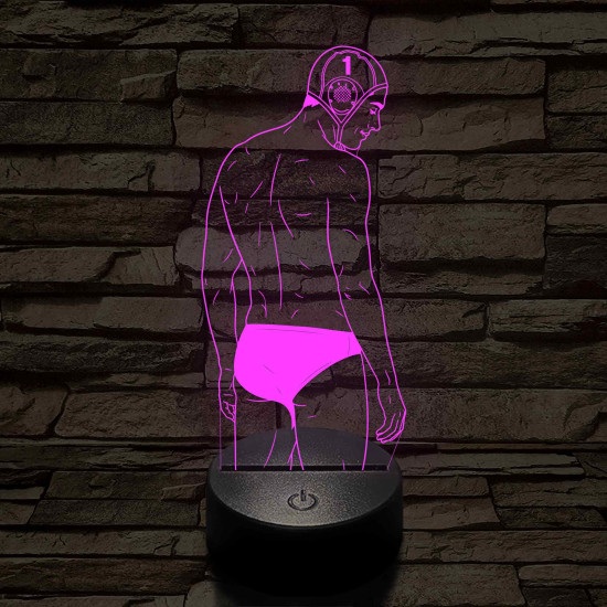 Vízilabdás fiú – Számmal kérhető 7 színű 3D led lámpa