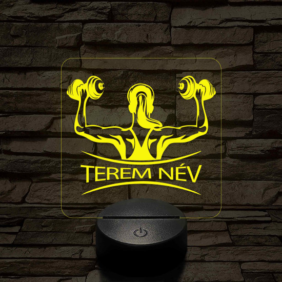 Fitness női alak – 7 színű, színváltós 3D LED lámpa (személynévvel is gravírozható)